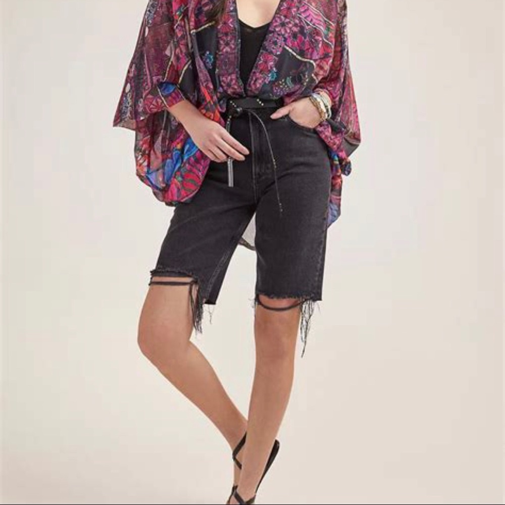 Paige Robbie Ultra High-Rise Denim Bermuda Shorts